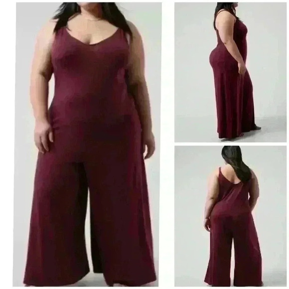 Athleta Burgundy Nighttime Bliss V-Neck Sleep Loungewear Romper Jumpsuit Size 3X - Picture 1 of 12